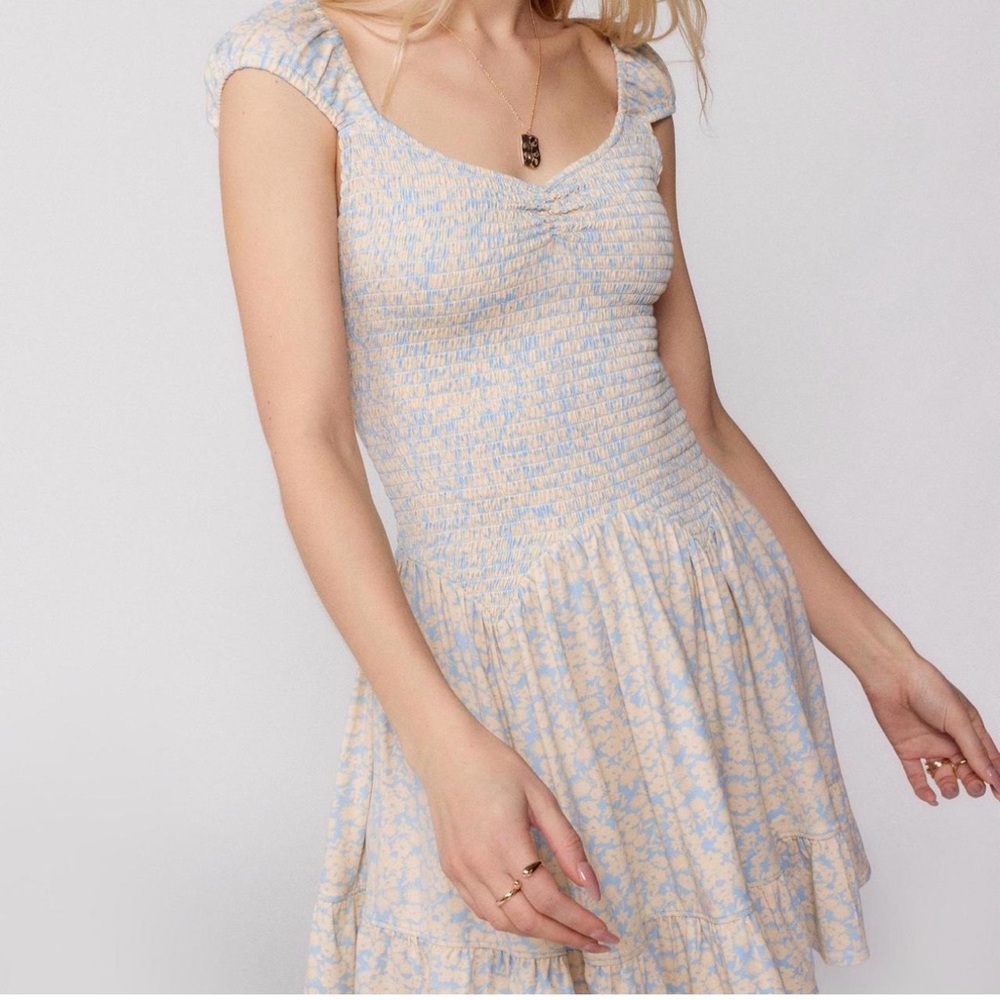 Floral Cottagecore Dress | Size Small | Smocked Stretchy Babydoll Mini